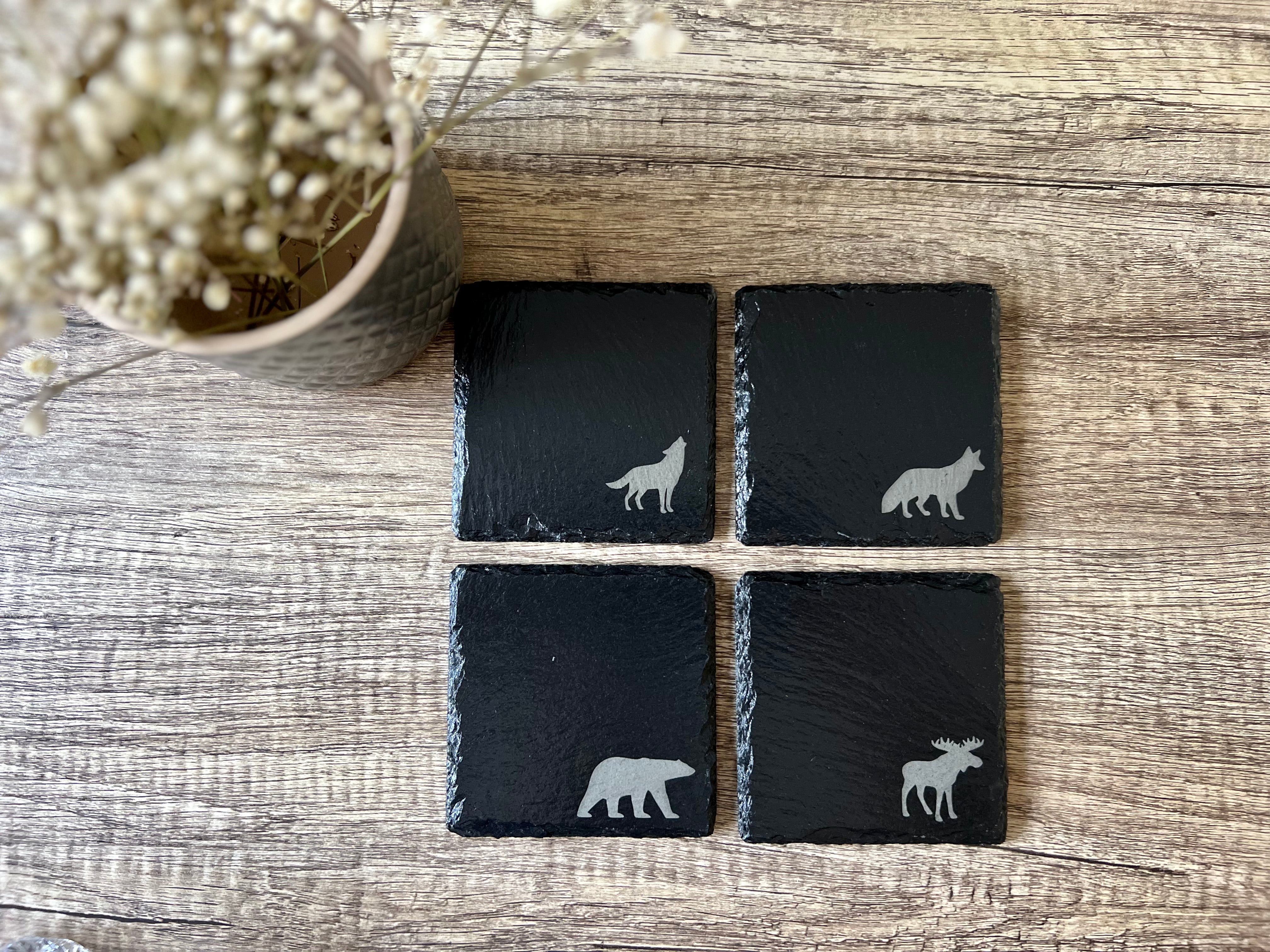 Slate coaster theme minimalist animals Endymade